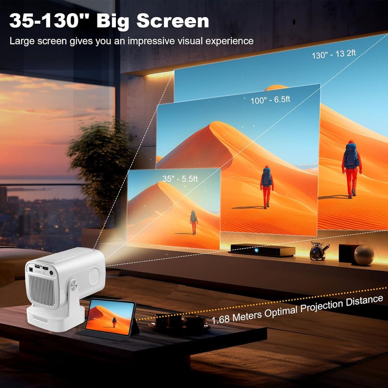 DreamFair 【Native 1080P & Auto Focus】Mini Projector with WiFi and Bluetooth, 4K Full HD 200ANSI, 180° Rotatable Portable Projector, Movie Projector, Compatible with Smartphone, TV Stick, Laptop, HDMI, USB - Image 5